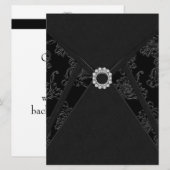 Zwarte Damast Uitnodigingen voor Feestjes voor elk (Voorkant / Achterkant)