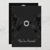 Zwarte Damast Uitnodigingen voor Feestjes voor elk (Voorkant / Achterkant)
