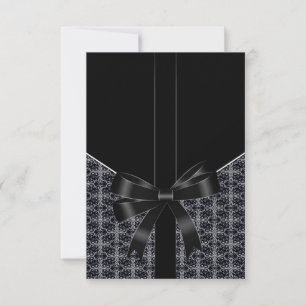 Zwarte Damast Witte Kant Elegante Trouw RSVP Kaartje