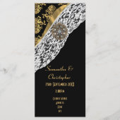 Zwarte damast witte kant kerk huwelijksprogramma programmakaart (Voorkant)