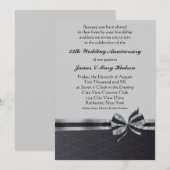 Zwarte Damast Zilveren 25-jarig Jubileumfeest Kaart (Voorkant / Achterkant)