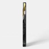 Zwarte Damasten met Zilver & Goud Accenten iPhone Hoesje (Linkerkant)