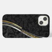 Zwarte Damasten met Zilver & Goud Accenten iPhone Hoesje (Achterkant horizontaal)