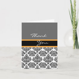 Zwarte damasten uitnodiging, dankkaart bedankkaart