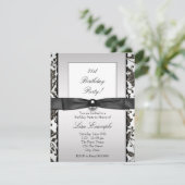 Zwarte Damasten Vrouw Verjaardagsfeestje Kaart (Staand voorkant)