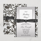 Zwarte Damasten Vrouw Verjaardagsfeestje Kaart (Voorkant / Achterkant)