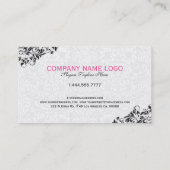 Zwarte Damasvaten en witte kant omkeerbaar Visitekaartje (Achterkant)