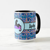 Zwarte Dame Zwarte Roze Kat Ringer 15oz Mok (Voorkant rechts)