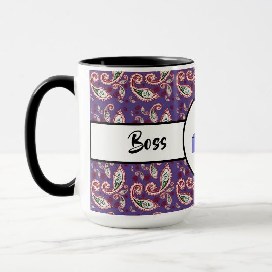 Zwarte Dame Zwarte Roze Kat Ringer 15oz Mok (Links)