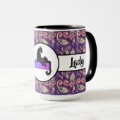 Zwarte Dame Zwarte Roze Kat Ringer 15oz Mok (Voorkant rechts)