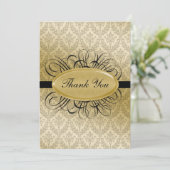 Zwarte damesbruiloft Dank u Kaarten (Staand voorkant)