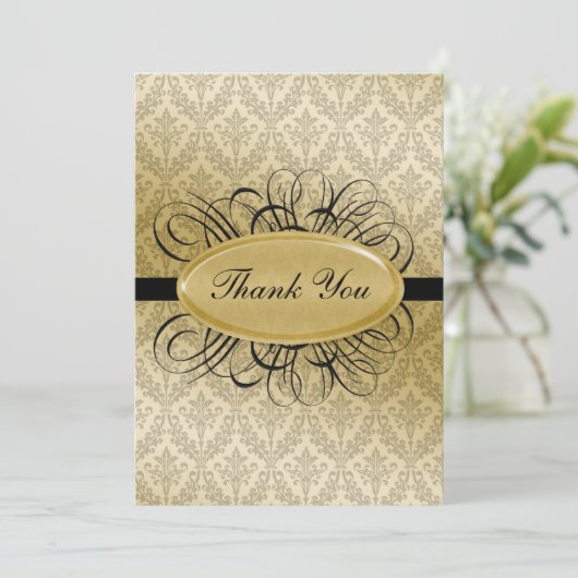Zwarte damesbruiloft Dank u Kaarten (Staand voorkant)