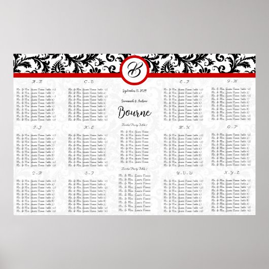 Zwarte dameskast Rode Monogram Poster (Voorkant)