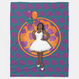 Zwarte dameskleurige ballonnen ventilatorpatroon B Fleece Deken