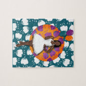 Zwarte dameskleurige ballonnen ventilatorpatroon B Legpuzzel (Horizontaal)