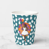 Zwarte dameskleurige ballonnen ventilatorpatroon B Papieren Bekers (Achterkant)