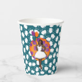 Zwarte dameskleurige ballonnen ventilatorpatroon B Papieren Bekers (Voorkant)