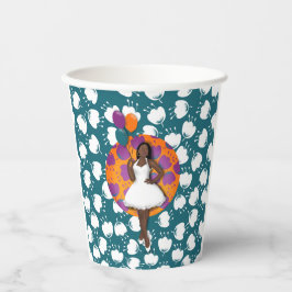 Zwarte dameskleurige ballonnen ventilatorpatroon B Papieren Bekers