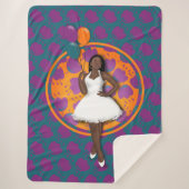 Zwarte dameskleurige ballonnen ventilatorpatroon B Sherpa Deken (Voorkant)