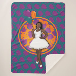 Zwarte dameskleurige ballonnen ventilatorpatroon B Sherpa Deken