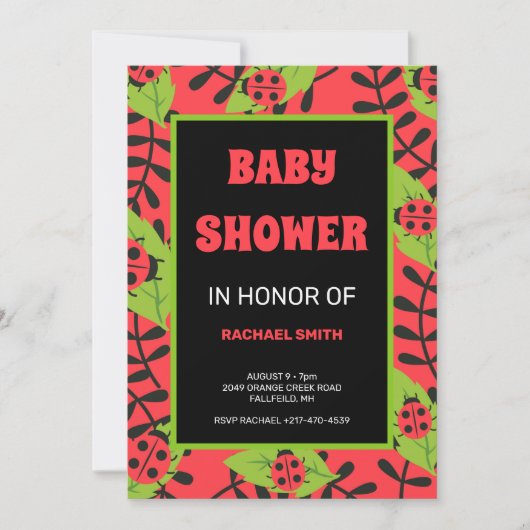 Zwarte damestoornis in baby shower kaart (Voorkant)