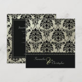 Zwarte damesvraag op uitnodiging voor faux Silver/ (Voorkant / Achterkant)