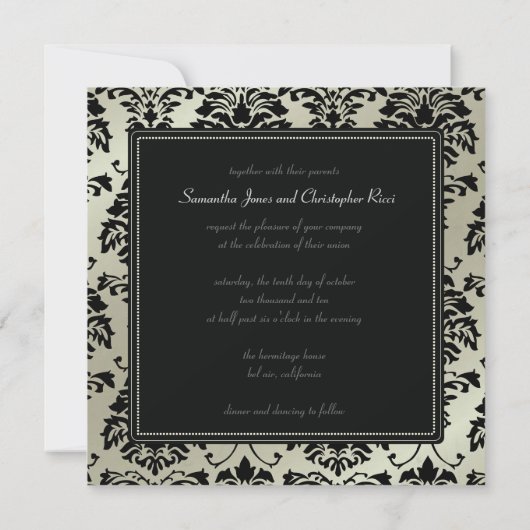 Zwarte damesvraag op uitnodiging voor faux Silver/ (Achterkant)