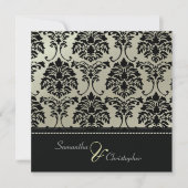 Zwarte damesvraag op uitnodiging voor faux Silver/ (Voorkant)