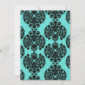 zwarte dampelegantie op aqua blauw design kaart (Achterkant)