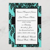 zwarte dampelegantie op aqua blauw design kaart (Voorkant / Achterkant)