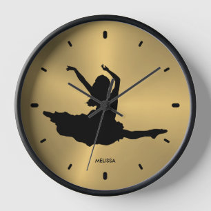 Zwarte Dancer Silhouette Metallic Gold Background