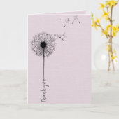 Zwarte dandelion bedankt kaart (Gele Bloem)