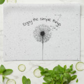 Zwarte Dandelion en Citaat op Terrazzo Design Theedoek (Gevouwen)