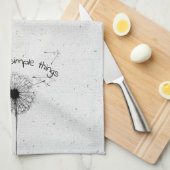 Zwarte Dandelion en Citaat op Terrazzo Design Theedoek (Quarter Fold)