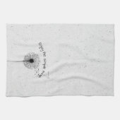 Zwarte Dandelion en Citaat op Terrazzo Design Theedoek (Horizontaal)