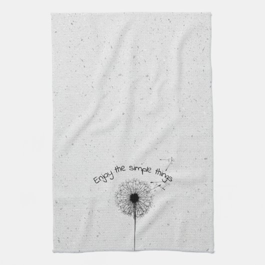 Zwarte Dandelion en Citaat op Terrazzo Design Theedoek (Verticaal)