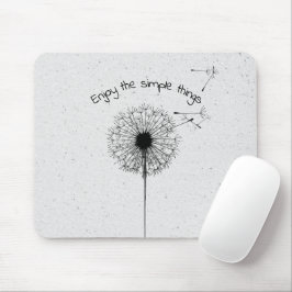 Zwarte Dandelion en Citaat op Terrazzo Muismat