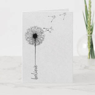 Zwarte dandelion gelooft inspiratie kaart