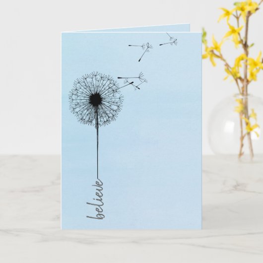 Zwarte dandelion gelooft inspiratie kaart (Gele Bloem)