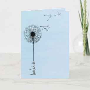 Zwarte dandelion gelooft inspiratie kaart