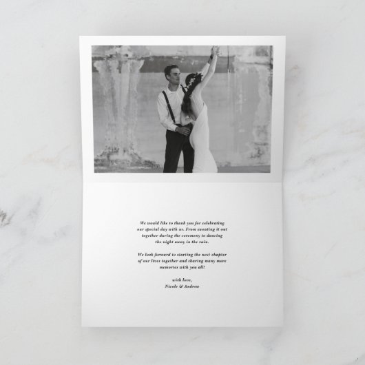 Zwarte Dankbare Moderne Kalligrafie Fotobruiloft Bedankkaart (Binnen)