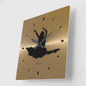 Zwarte danser Silhouette op goudstaal Vierkante Klok (Hoek)