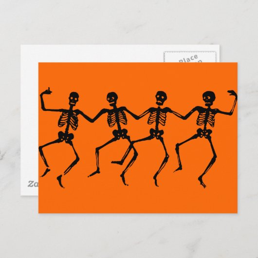 Zwarte danskeletten briefkaart (Voorkant / Achterkant)