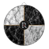 Zwarte Dart Board (Letter) White Check Marble Dartbord (Voorkant)