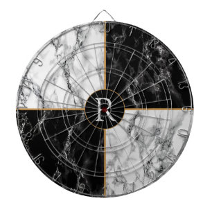 Zwarte Dart Board (Letter) White Check Marble Dartbord