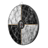 Zwarte Dart Board (Letter) White Check Marble Dartbord (Voorkant Rechts)