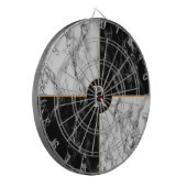 Zwarte Dart Board (Letter) White Check Marble Dartbord (Voorkant Links)