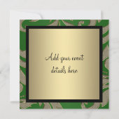 Zwarte das zwart goud groene damast feest uitnodig kaart (Achterkant)