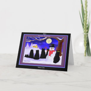 Zwarte de kattenKerstkaarten van de Winter Feestdagen Kaart