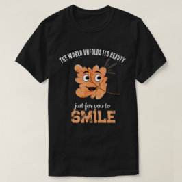Zwarte 'De Wereld Ontwikkelt Zijn Schoonheid' Lach T-shirt